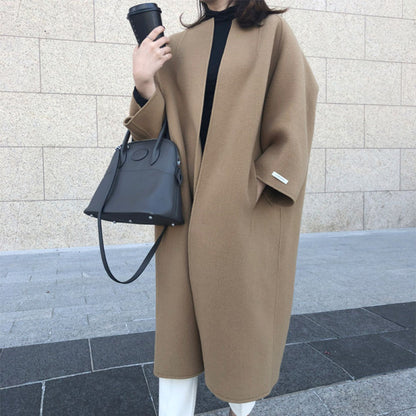 Abrigo informal elegante básico de invierno para mujer, color liso