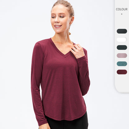 Camiseta deportiva de manga larga para mujer, informal, de secado rápido, transpirable, para correr, entrenar, yoga