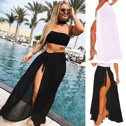 Women Fashion Casual Beach Sun Protection Chiffon Strap Skirt Cover Up