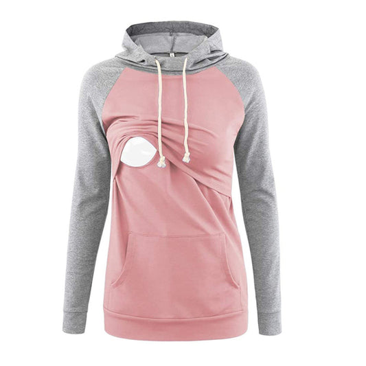 Pregnant Women Fashion Casual Hooded Long Sleeve Breastfeeding Sweatshirt