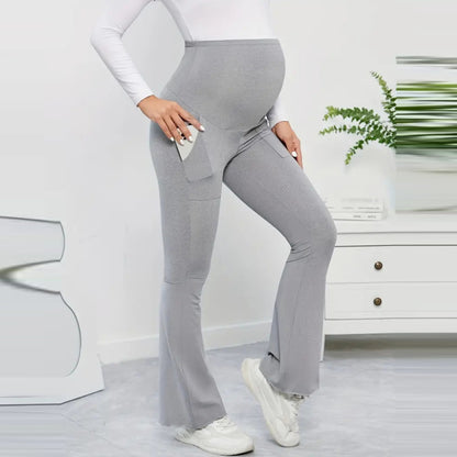 Pregnant Women Casual Solid Color High Waist Belly-Supporting Sports Tights
