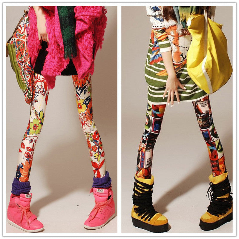 Women Fashion Printed Slim Fit Casual Leggings Pants