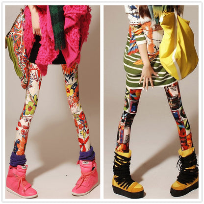 Women Fashion Printed Slim Fit Casual Leggings Pants