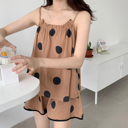Pijama informal con estampado de lunares para mujer