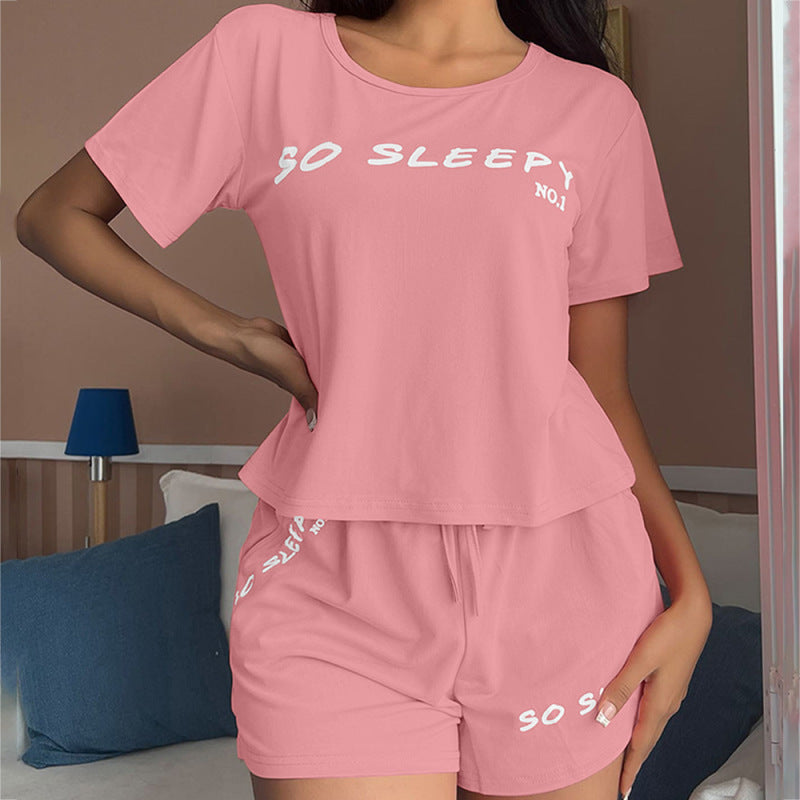 Conjunto de dos piezas de top y pantalones cortos con estampado de letras informales a la moda de verano para mujer