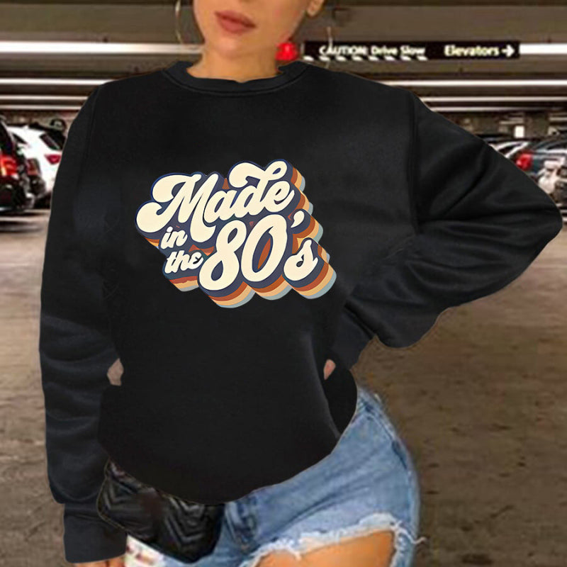 Women Fashion Casual Letter Printing Long Sleeve Sweatshirt