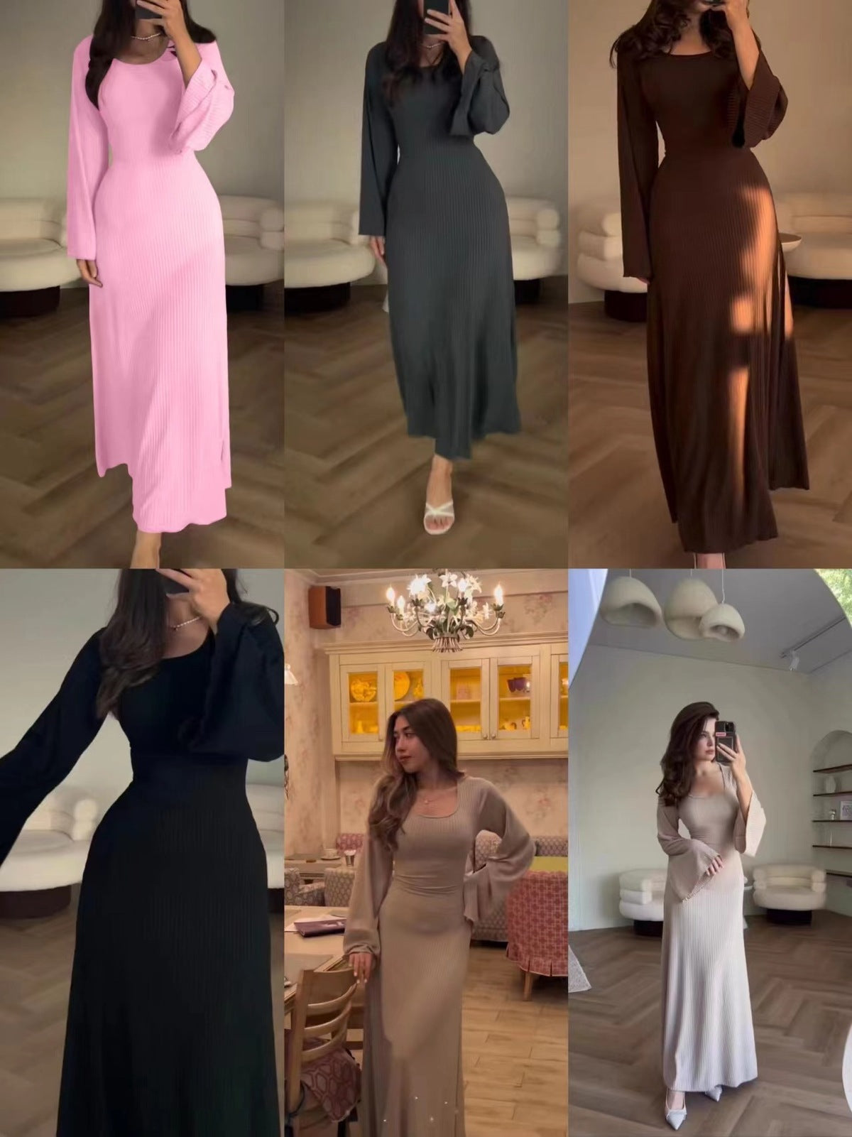 Women Fashion Long Sleeve Loose Casual Dress