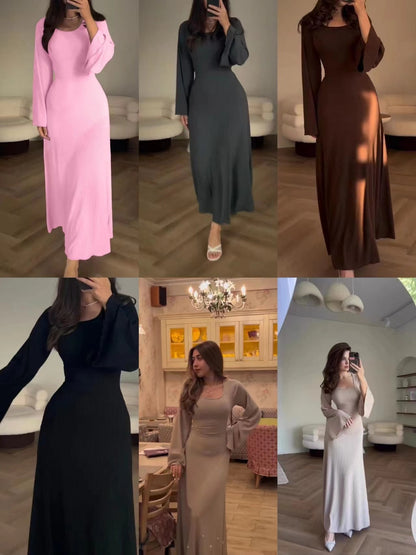 Women Fashion Long Sleeve Loose Casual Dress