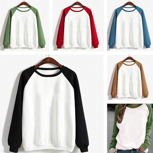 Sudadera informal de manga larga con cuello redondo y bloques de color a la moda para mujer