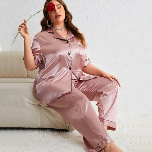 Conjunto de pijama informal de dos piezas de moda para mujer de talla grande