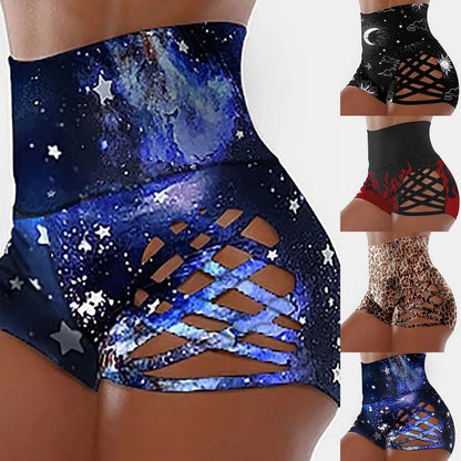 Women Casual High Waist Bandage Safty Biker Shorts