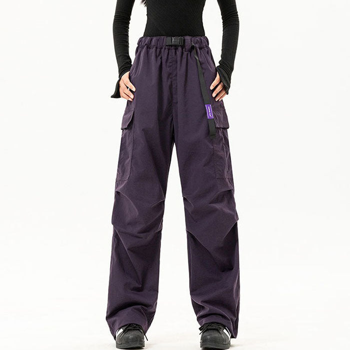 Fashion Women Multi-Pocket High Waist Wide Leg Casual Cargo Pants