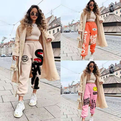 Athleisure Casual Street Fashion Street Women Letter Thickened Sweatpants