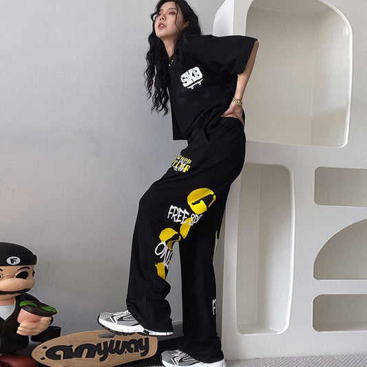 Street Casual Women Hip-Hop Drawstring Sweatpants J
