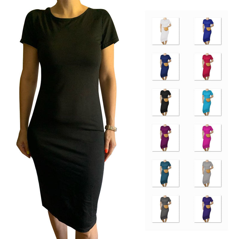 Vestido básico casual de manga corta para mujer
