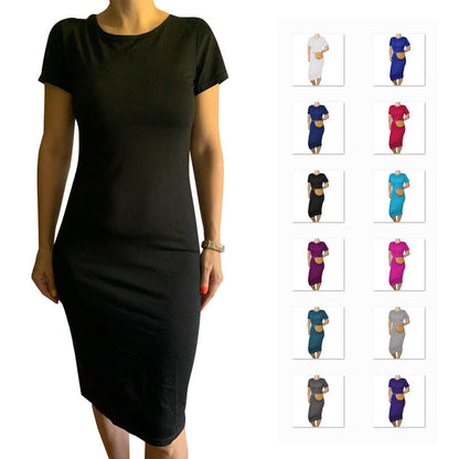 Vestido básico casual de manga corta para mujer