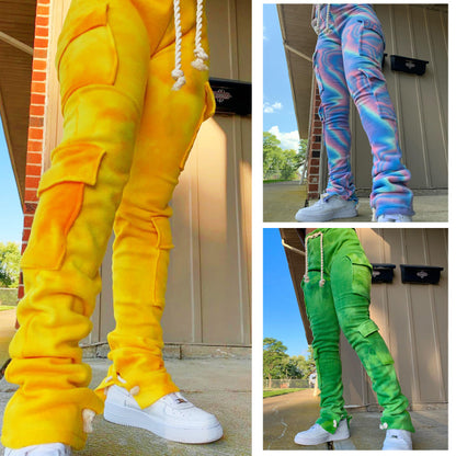 Pantalones ajustados con estampado tie-dye, informales, de calle, a la moda para mujer