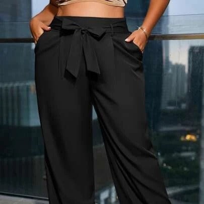 Women Summer Casual Plus Size Solid Color Wide Leg Pants