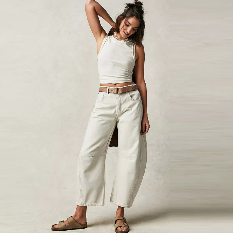 Vaqueros holgados casuales de moda para mujer