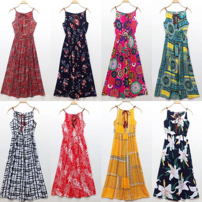 Women Fashion Casual Irregular Printing Sling Long Dress