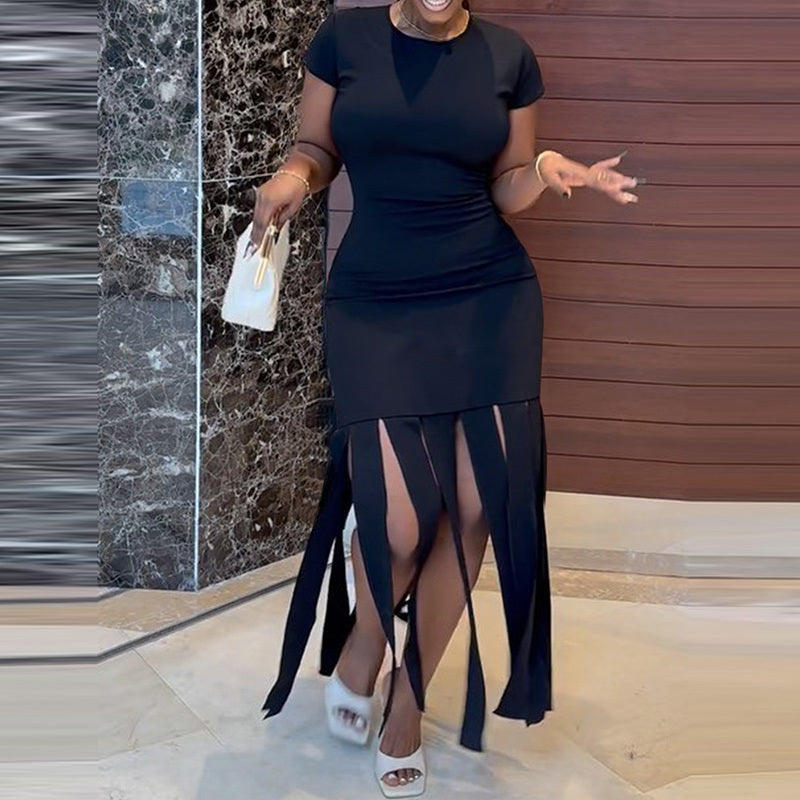 Women Casual Plus Size Fringe Dress