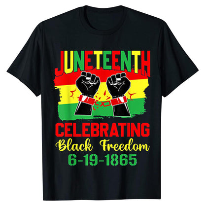 Camiseta unisex informal de manga corta con estampado de letras africanas Juneteenth