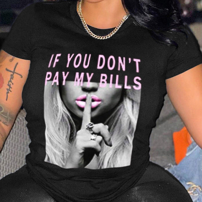 Camiseta informal holgada de talla grande para mujer, cuello redondo, manga corta, estampado gráfico