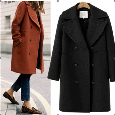 Abrigo cruzado básico de color liso elegante e informal para mujer