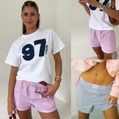 Pantalones cortos casuales de rayas de verano para mujer