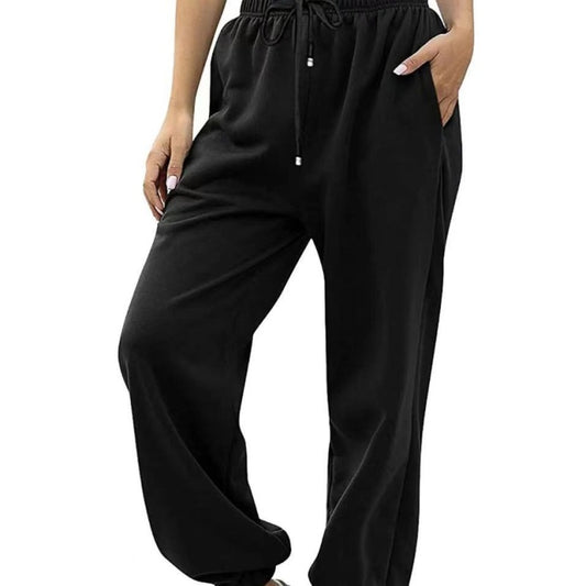 Women'S Casual Solid Color Loose Comfortable Drawstring Waist Fitness Jogger Pants