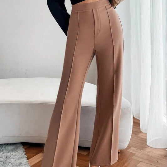 Pantalones de cintura alta para mujer, sencillos, informales, de color liso y cadera