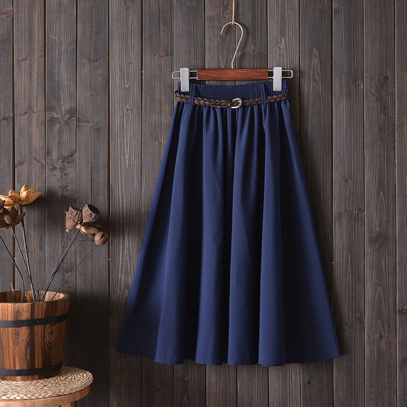 Women Solid Color High Waist Loose Casual Simple Skirt