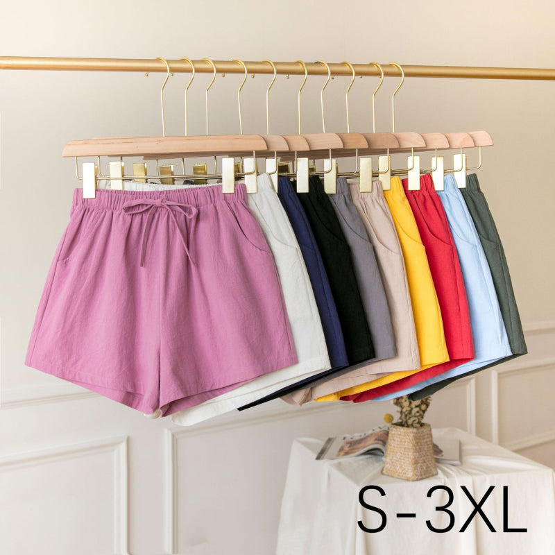 Women Casual Loose High Waist Solid Color Wide-Leg Shorts