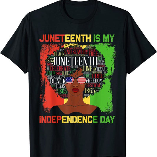 Camiseta informal con estampado de letras Juneteenth para mujer