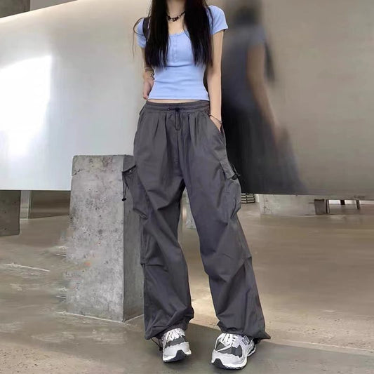 Pantalones cargo deportivos casuales, sueltos y de color sólido para mujer