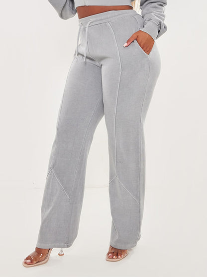 Women Fashion Casual Solid Color Drawstring Pants