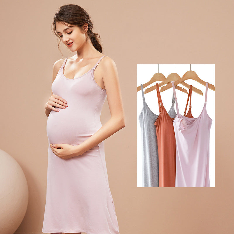 Pregnant Women Fashion Casual Strap Breathable Breastfeeding Dress
