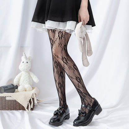 Women'S Casual Fashion Sexy Lace Floral Mesh Pantyhose Stockings