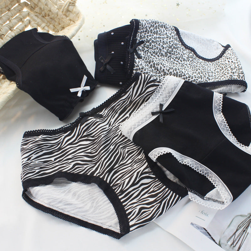 Women Casual Comfortable Lace Patchwork Mid Waist Panty