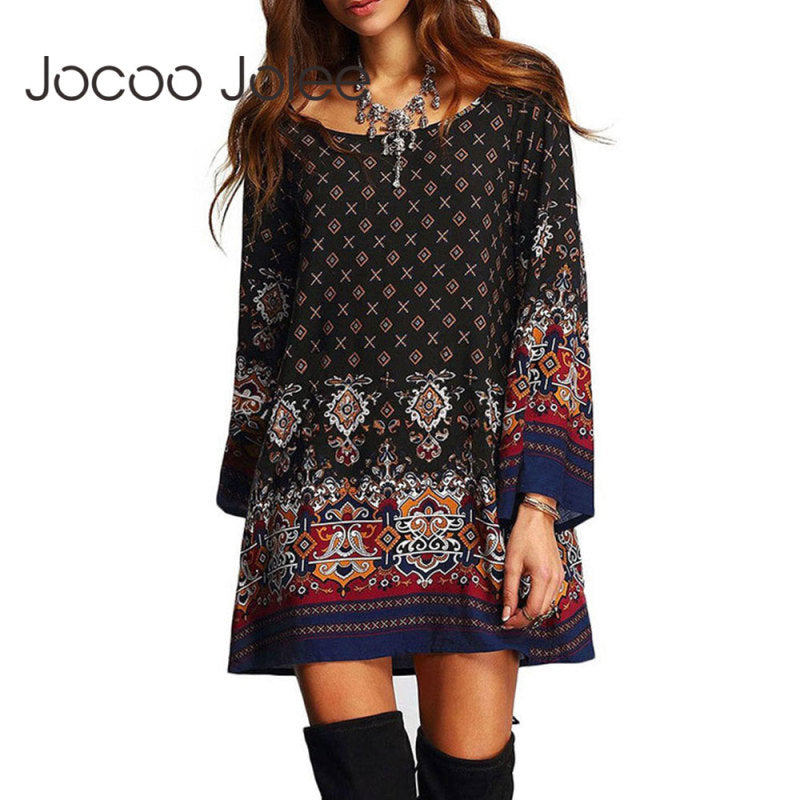 Vestido mini de playa bohemio de verano holgado con estampado geométrico informal de gasa vintage para mujer
