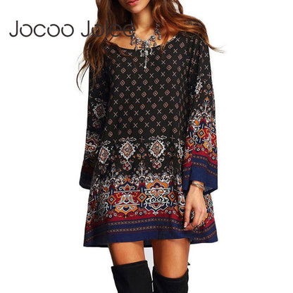 Vestido mini de playa bohemio de verano holgado con estampado geométrico informal de gasa vintage para mujer