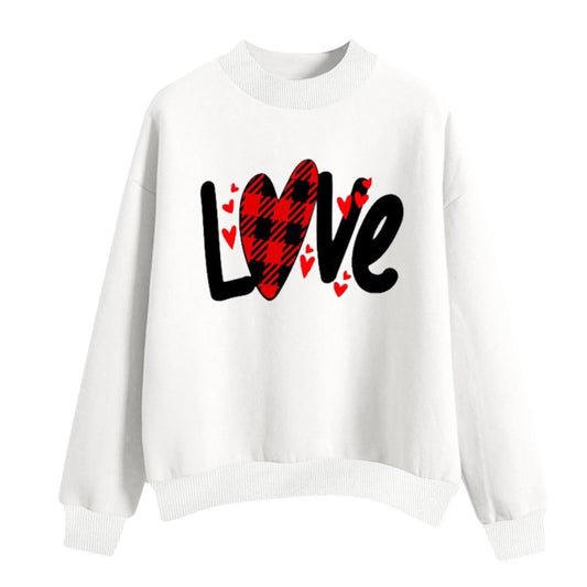 Sudadera holgada informal de San Valentín para mujer, con estampado de corazón y letras de amor, cuello redondo y manga larga