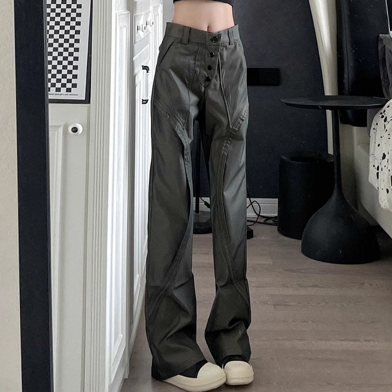 Pantalones cargo rectos sueltos de otoño para mujer con diseño de moda informal