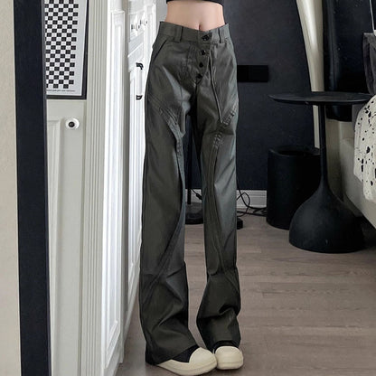 Pantalones cargo rectos sueltos de otoño para mujer con diseño de moda informal