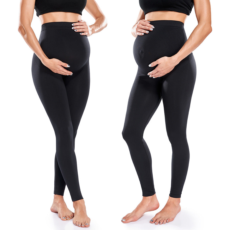 Pregnant Women Casual Solid Color High Elastic Seamless Yoga Leggings