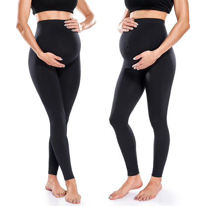 Pregnant Women Casual Solid Color High Elastic Seamless Yoga Leggings