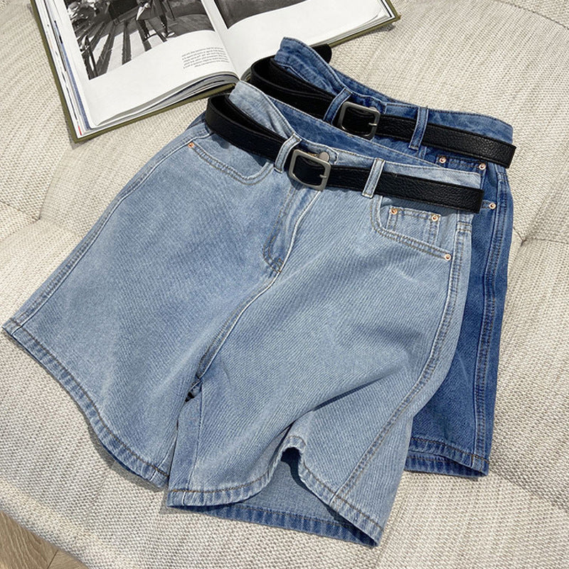 Pantalones cortos vaqueros informales de verano para mujer, de cintura alta, finos y de corte A