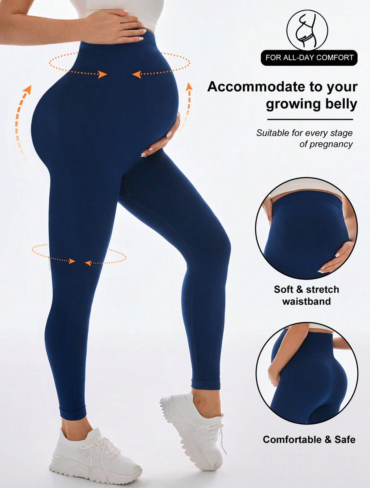 Women Fashion Casual Belly-Supporting Seamless Yoga Pregnant Women Leggings