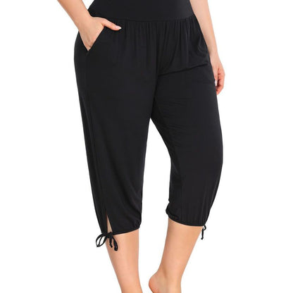 Women Fashion Casual Plus Size Solid Color Yoga Loose Pants