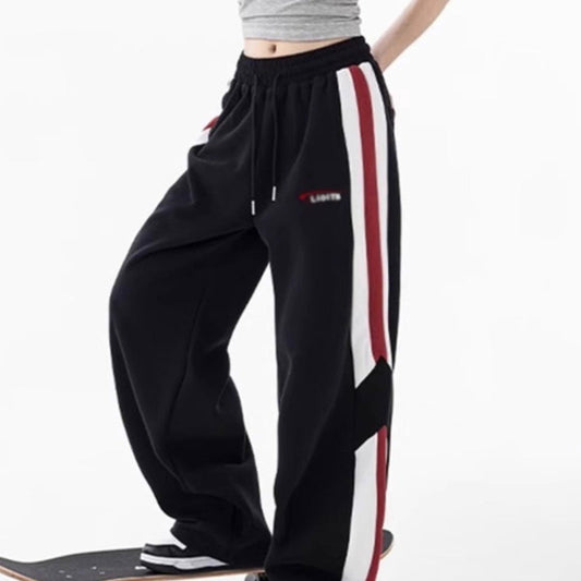 Sports Women Stripe Spring Loose Casual Straight Leg Cargo Pants